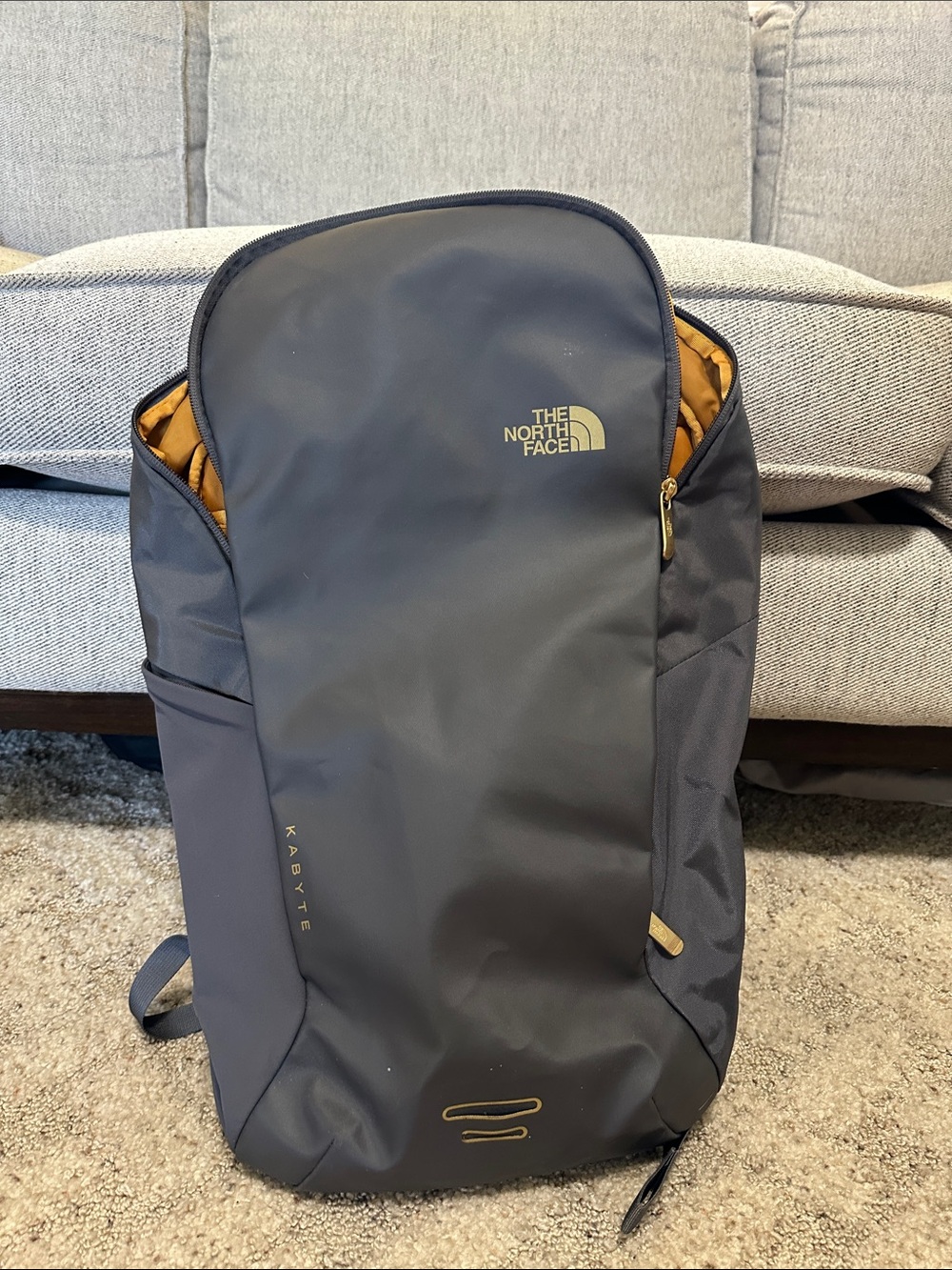 The North Face Kabite Backpack in Slate Gray with Gold Accents